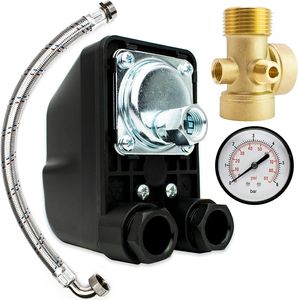 Hauswasserwerk Druckschalter SET 4 Tlg. 1/4" IG Überwurfmutter + Manometer + 5 Wege Verteiler + Flexschlauch -  Italy - Pumpensteuerung Druckwächter Wasserpumpen Brunnenpumpen - AM-PM5/IG-4