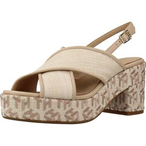 TOMMY HILFIGER TH RAFFIA MID HEEL SANDA Beige