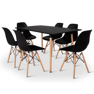 BAM-Meubel 7-dielny jedálenský set Fancy + Jaxx Black - jedálenský stôl so 6 stoličkami