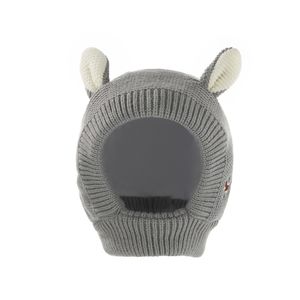 Wintermütze Jungen Mädchen Warmer Strickmützen Weicht Baumwolle-Futter mit Süße Bärenohren Winter  mütze(Grey)
