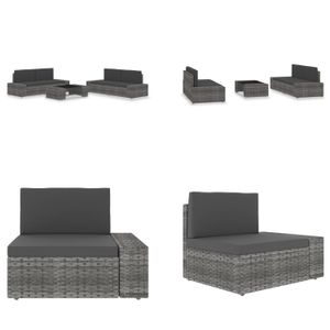vidaXL 5 tlg. Garten Lounge Set Poly Rattan Grau - Garten-Lounge-Set - Garten-Lounge-Sets - Modulares Sofa-Set - Modulare Sofa-Sets