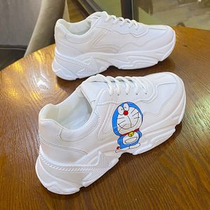 Süß Doraemon Clunky Sneaker Damen Low-Top Platform Schuhe Schüler Tide Laufschuhe Sportschuhe Weiß Gr.38