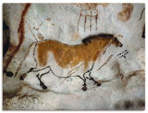 Unbekannter Künstler: Höhle von Lascaux. Zweites Chinesisches Pferd. Ca. 17.000 v.Chr., Produkt:Leinwand, Größe:45x60 cm / Leinwand