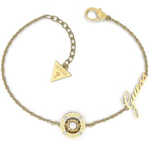 Guess Damen Armband Elegant Gold-Plated Bracelet Solitaire JUBB01462JWYGS