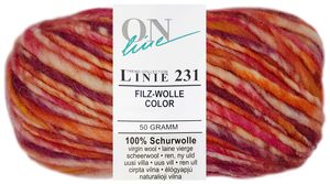 50 Gramm ONline Linie 231 Filzwolle Color 0133 Rot Mix