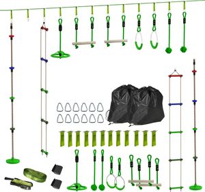 AIYAPLAY Ninja Warrior Hindernisparcours für Kinder 10m Ninja Slackline Kit mit Turnringe, Spinnerrad, Schaukel, Kletterstangen, Hängetablett, Kletterleiter Zubehör Trainingsausrüstungsset für Kinder AIYAPLAY Ninja Warrior Hindernisparcours für Kinder 10m Ninja Slackline Kit mit Turnringe, Spinnerrad, Schaukel, Kletterstangen, Hängetablett, Kletterleiter Zubehör Trainingsausrüstungsset für Kinder
