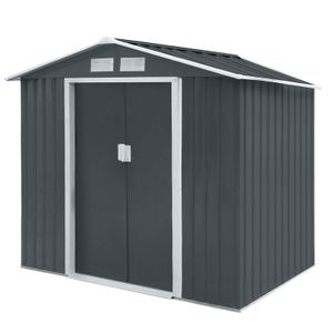 HATTORO S100 Metall Gerätehaus XL Geräteschuppen Garten Schuppen Gartenhaus Grau