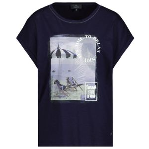 Monari Damen T-Shirt mit 3D Schrift deep sea blau 44