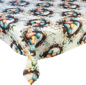 Tischdecke Fleckenabweisende Ostern Druck Osterkränze Bunte Ostereier Blumen 130x200 cm