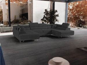 Narożnik z funkcją spania i podstawą do łóżka PASTI U-shape, sofa, narożnik do salonu, ciemnoszary