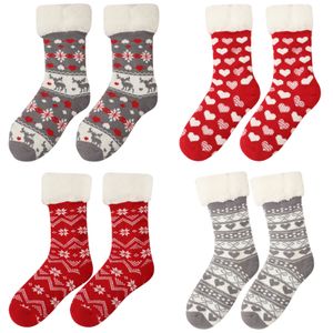 4Paar Winter Antirutsch Haussocken Warme Dicke Flauschige Socken Geschenke für Frauen Weihnachten,B