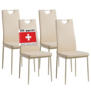 Albatros Jídelní židle SALERNO sada 4 kusů, béžová - ušlechtilý italský design, čalouněné židle s potahem z umělé kůže, moderní a stylové k jídelnímu stolu - židle do kuchyně, židle do jídelny s vysokou nosností