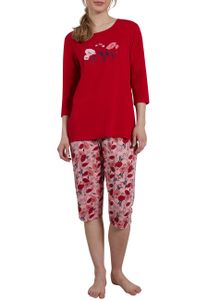 GÖTZBURG Damen Pyjama 3/4 Länge rot bedruckt Größe: 40
