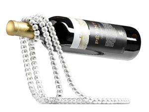 Weinflaschenständer Perlenkette aus weißen Perlen