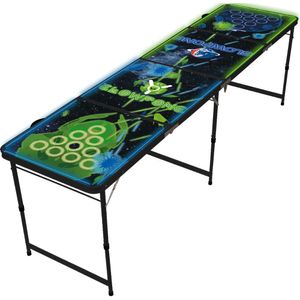 Beer-Pong Tisch "Alien VS. Human" | LED-Tisch | Bier-Pong Tisch + 6 Premium Ping-Pong Bälle | klappbarer Spieltisch | US Partysport | stabiler Aluminium Tisch