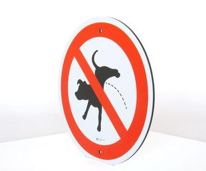 Verbotsschild - Kein Hunde pinkeln - Durchmesser 24 cm – 4 mm Alu Verbundplatte - inkl. 2 Bohrlöcher vertikal