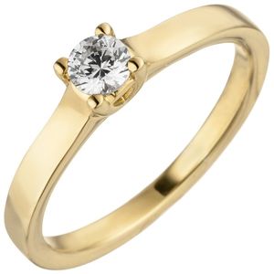 JOBO Damen Ring 60mm 585 Gold Gelbgold 1 Diamant Brillant 0,25 ct. Diamantring Solitär
