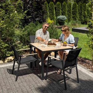 di volio Gartenmöbel CREMO, Set - quadratischer Gartentisch mit 4 Stühlen, Essgruppe für 4 Personen, aus hochwertigen Materialien, bequem & wetterfest