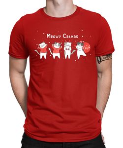 Katze Meow - Weihnachten X-mas Christmas Herren T-Shirt, Rot, M