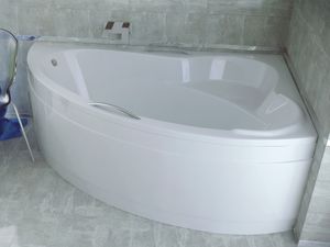 BADLAND Eckbadewanne Badewanne Ada RECHTS 160x100 mit Acrylschürze, Füßen und Ablaufgarnitur GRATIS