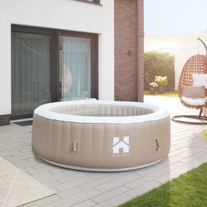 HOME DELUXE Whirlpool Outdoor aufblasbarer Whirlpool SPLASH Beige  ⌀ 208 cm | Für bis zu 6 Personen, 130 Luftdüsen, Schnellheizung