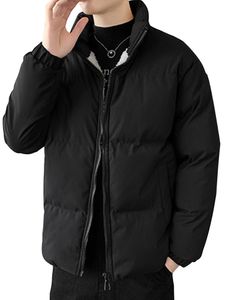 Herren Pocket Outwear Snowly Plain Deckmantel L-8Xl Fleece Gefüttertes Puffermantel,Farbe:Schwarz, Größe:5XL