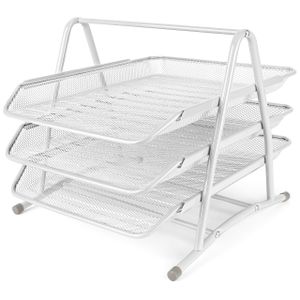 Belle Vous 3-Stufige Mesh Briefablage A4 - Dokumentenablage Metall Ablage Schreibtisch Ablagesystem - Für Büro, Schreibtisch/Tisch, Zuhause, Arbeitszimmer & Schule (White)