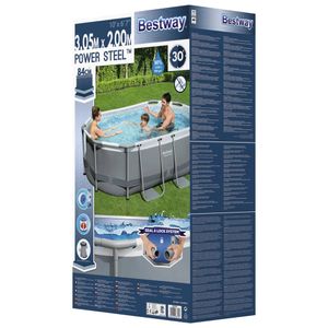 Bestway® Power Steel™ Frame Pool Set mit Filterpumpe 305 x 200 x 84 cm, grau, oval