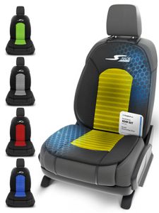 WALSER Car Comfort Auto-Sitzauflage S-Race, Autositzauflage, Sitzkissen-PKW, Universal Sitzschoner-Auto, Sitzauflage-Auto Vordersitze, Sitzunterlage-Auto gelb/schwarz