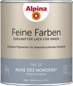 Alpina Feine Farben Lack No. 14 Ruhe des Nordens 750ml, Stilles Graublau, edelmatt