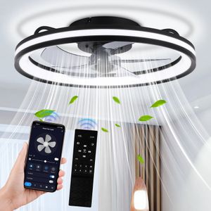 Jayseuw Deckenventilator Ø 50cm LED Deckenleuchte mit Beleuchtung und Fernbedienung Deckenlampe