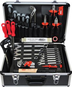 FAMEX 749-94 Alu Werkzeugkoffer gefüllt mit Werkzeug | Werkzeugkiste befüllt | Werkzeugkasten in TOP-Quaität