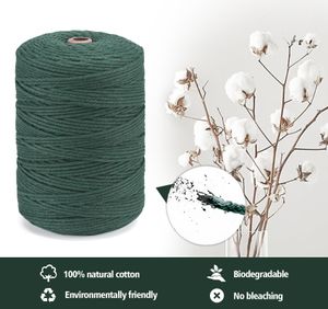 Premium Makramee Garn und Baumwollgarn - Makramee Cord 3mm x 300m in Grün für DIY Pflanzenaufhänger, Wandbehang und Traumfänger Deko