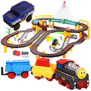Malplay Rennstrecken-Set 700Cm | Bahnstrecke | 2In1 | Rennwagen-Bahn | Zug Mit Waggons Und Auto | Spielzeug Für Kinder Ab 3 Jahren