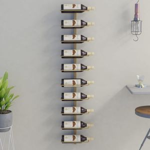 Wand-Weinregal für 10 Flaschen Golden Metall , Weinregale Design 2024