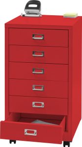 Rollcontainer MCW-L49, Schubladenschrank Stahlschrank Aktenschrank, Metall 75x40x41cm 6 Schubladen  rot