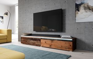 Furnix TV-Kommode Lowboard BARGO 180 cm TV-Schrank mit LED-Beleuchtung Old Style Wood
