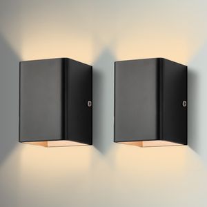 2x Moderne Led Wandleuchte Schwarz Innenwandleuchten Wandbeleuchtung Für Wohnzimmer Schlafzimmer Flur, Lichtfarbe: Warmweiß