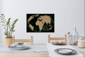 Wandtattoo Wandsticker Wandaufkleber Weltkarte - Globus - Pflanzen 60x40 cm Selbstklebend und Repositionierbar