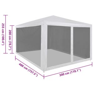 vidaXL Partyzelt mit 4 Mesh-Seitenwänden 4 x 3 m
