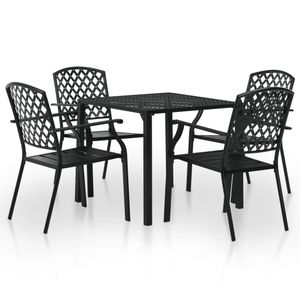 Prolenta Premium  5-tlg. Garten-Essgruppe Stahl Schwarz