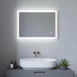 LED Badspiegel Badezimmerspiegel Bad Spiegel mit Beleuchtung 70x50cm Wandspiegel Dimmbar Touch Schalter Kaltweiß 6400K IP44 Energiesparend Rechteckige Ecken