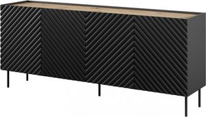 Cama 4D2SZ Komoda ONDA 200x45x85 čierna, Čierna, 2 zásuvka/zásuviek, Drevotrieskové dosky, Moderné, Obdĺžnikový, Drevotrieskové dosky