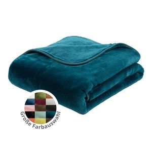 liebling Kuscheldecke Cashmere Feeling 180 x 220 cm, Petrol, Premium Sofa Decke, dicke warme Wohndecke, 500 gr. / m²