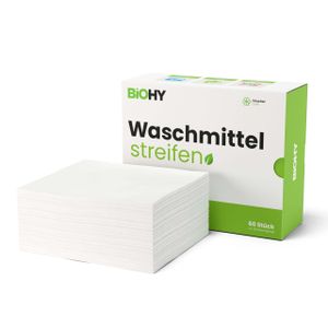 BiOHY Waschmittel Blätter, Waschmittel Streifen, Reisewaschmittel, wasserlösliches Waschpapier – 60 Blätter