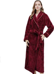 Winternachthemd für Paare, dickes Korallenvlies, warm, mit Schnürung, verstellbarem Gürtel, Umlegekragen, Taschen, gute Wasseraufnahme, mittellang, Damen-Homewear, Spa-Hotel-Bademantel