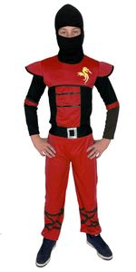 rotes Ninja Kostüm für Kinder - Größe 110-152, Größe:122/128