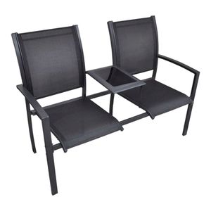 vidaXL Záhradná lavica s 2 sedadlami 131 cm Oceľ a textilná textília čierna