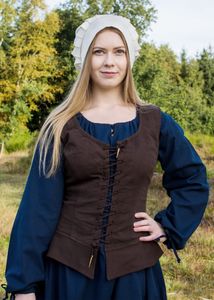 Mittelalter Korsage Tilda, braun aus Baumwolle - Mieder Corsage - Mittelalterkleidung Damen Größe: XXL