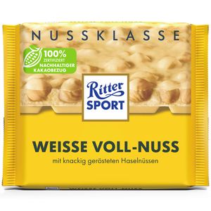 Ritter Sport Weiße Voll Nuss mit ganzen Haselnüssen und Crisps 100g